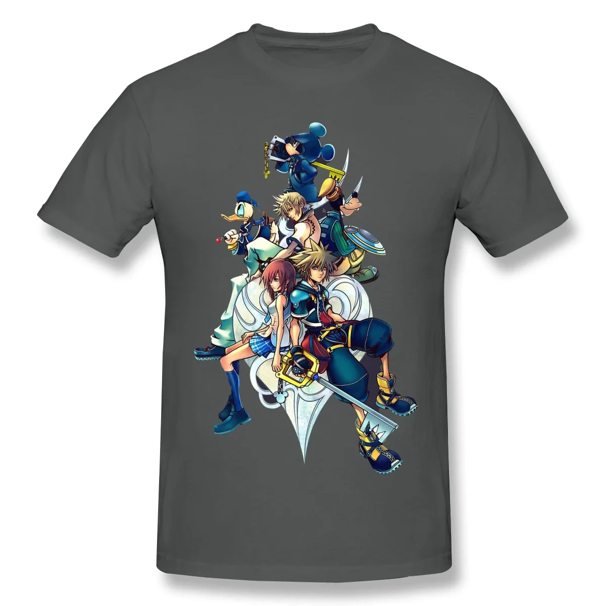 T-Shirt For Men Kingdom - Characters Cover Hearts 2 100% Cotton Kingdom Hearts T Anime Funny Harajuku New Arrival Streetwear