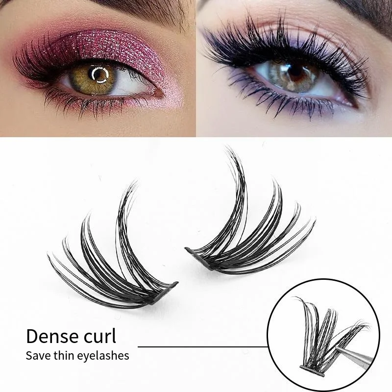 14 rows of D-curve large capacity grafting false eyelashes 30P/40P single cluster mixed natural dense segmented false eyelashes