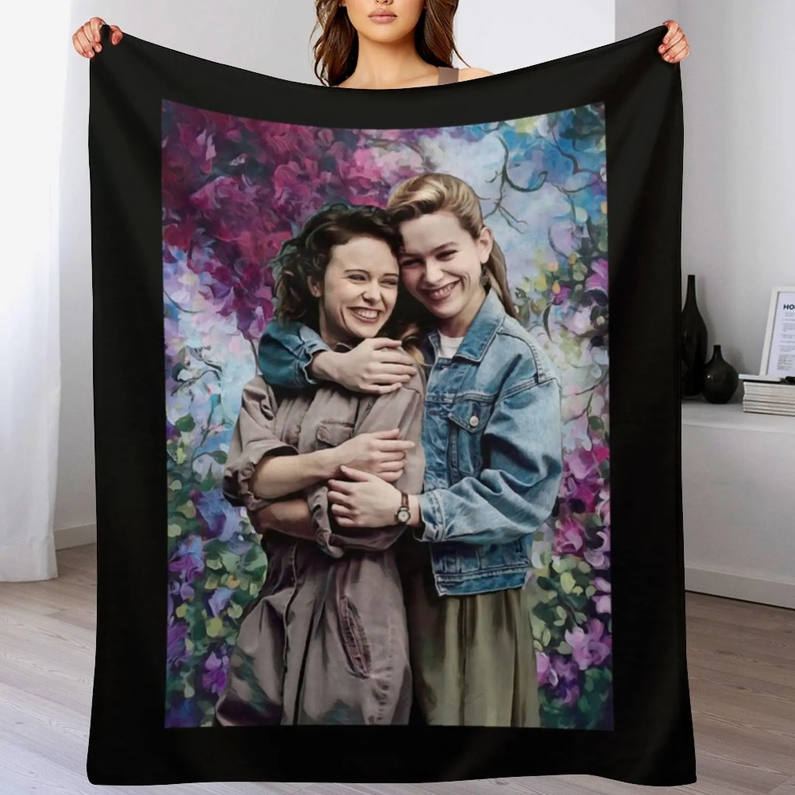 Lover Gift Dani And Jamie Clayton Retro Wave Throw Blanket Flannels Fashion Sofas Blankets