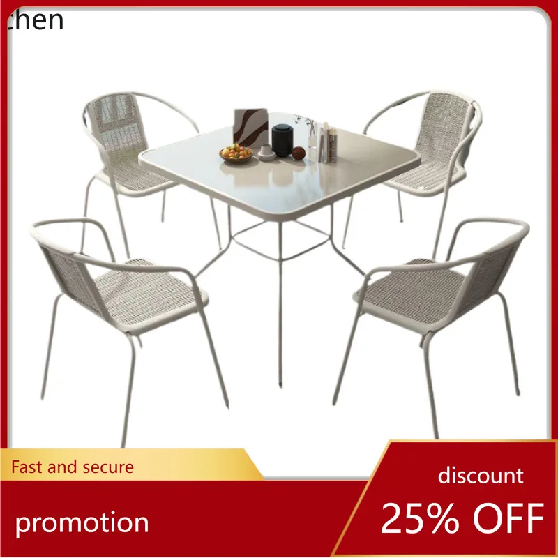 

YFY Outdoor Courtyard Balcony Dining Chair Table Leisure Area Arrangement Outdoor Iron Art Table