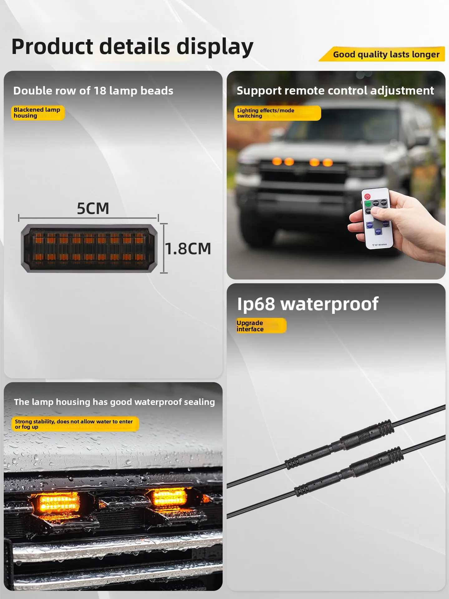 Front Grille Small Yellow Light For Jetour G700 2025 2026 Led Flashing Warning Daytime Running Light Remote Control Bumper Light detail image 5