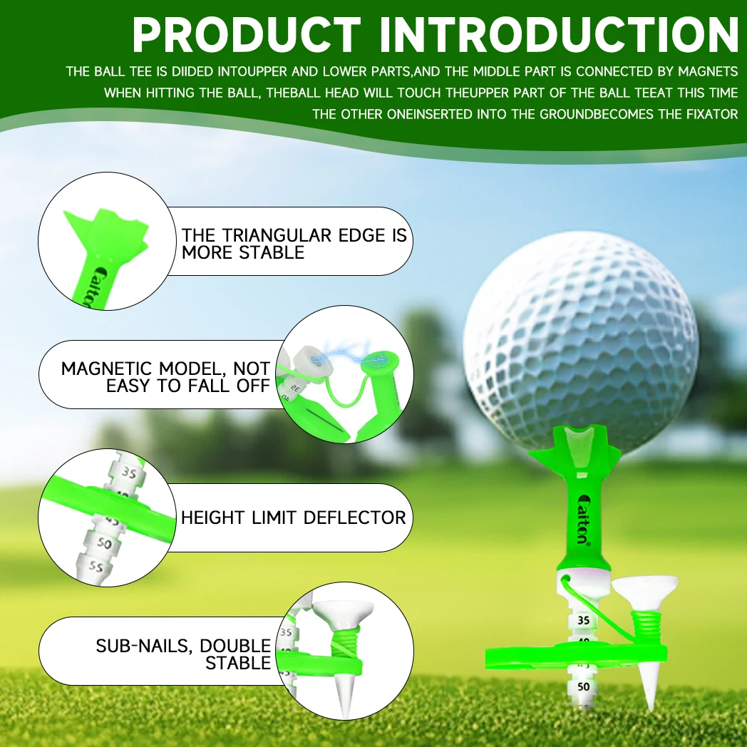 Caiton Golf Magnetic Scale Mother-Child Tee 1/4pcs | Adjustable Height, Multifunctional Guide Golf Tee,4 Colors(Optional)