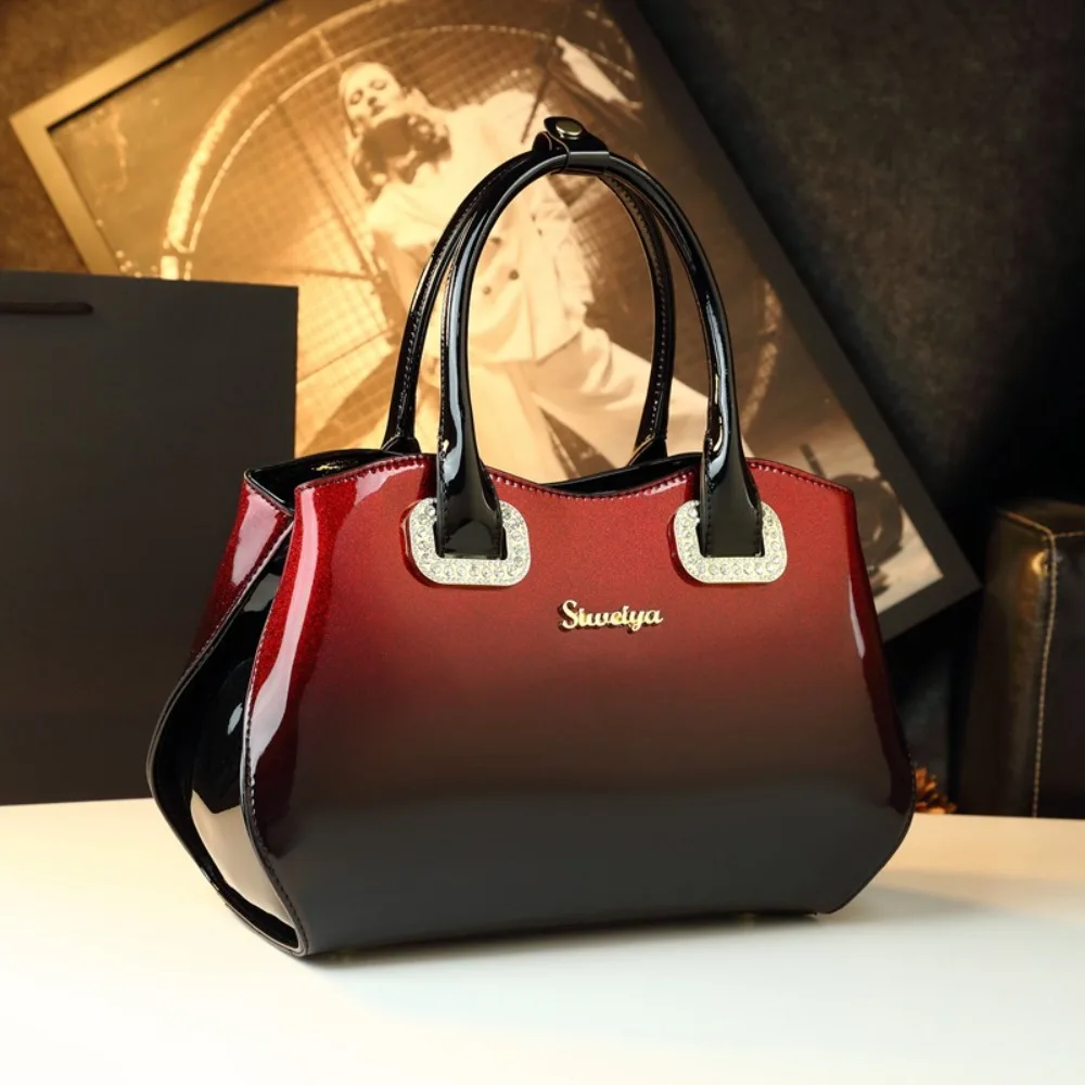 

Модная женская сумка 2026 года из натуральной кожи с градиентным эффектом, на плечо, кроссбоди, лакированная, простая, для зрелых женщин, сумка-клатч