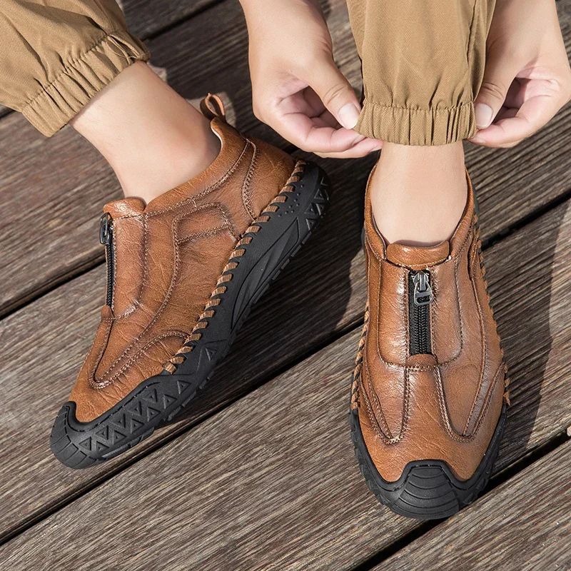 

Size 48 Mens Shoes High Quality Men Handmade Leather Loafers Outdoor Casual Men Shoes Non-slip Cozy High Top Boot Zapatos Hombre