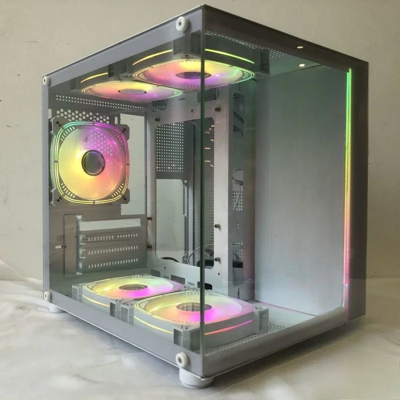 Desktop chassis mini sea view room glass side transparent gaming small chassis