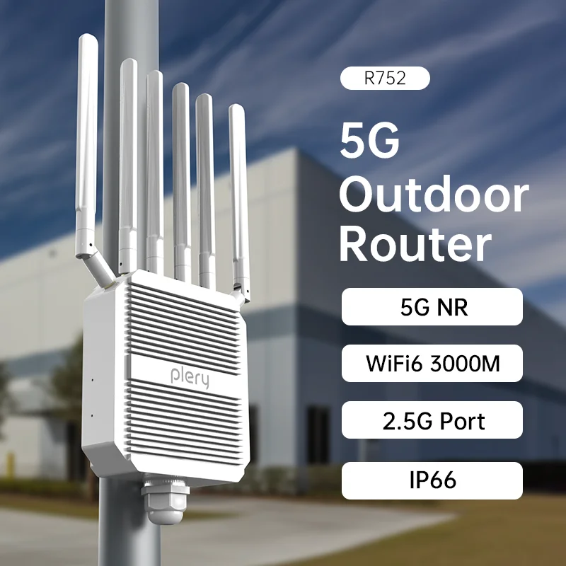 Plery R752 Outdoor 5G Router Global RV Hotspot Rauter Wifi Router 5G SIM Card Dual Band WiFi6 AX3000 5G Router SIM For RV