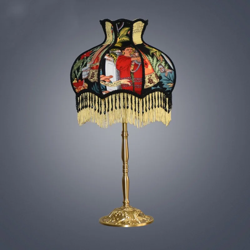 Jungle Lampshade With Tassels Luxury Retro Famous Painter Jacquard Exquisite Lamp Cover For Table Light