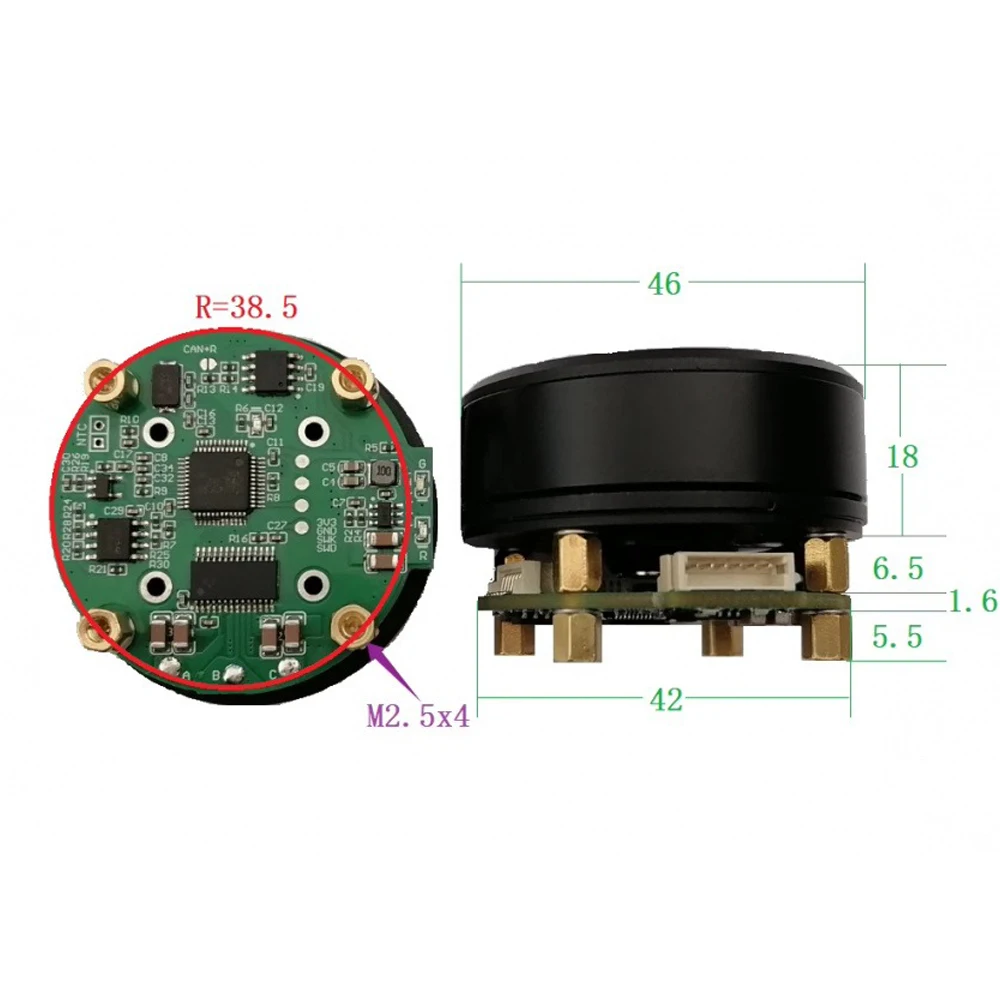 

JC4010 PTZ Motor 46mm 7-24V AS5047P Encoder Drive Control Integrated Motor High Precision Encoder PTZ Motor with CAN Interface