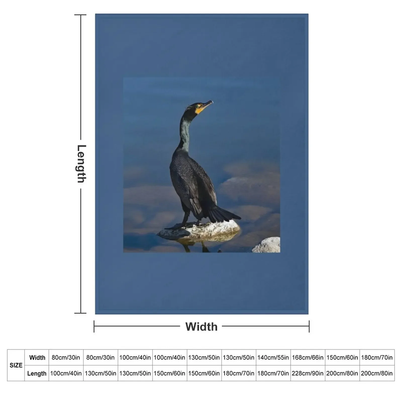 Crested Cormorant Throw Blanket couch cozy soft plush fuzzy picnic outdoor blanket