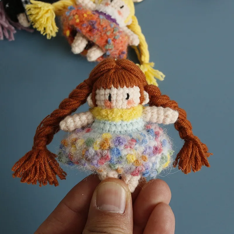 اليدوية الكروشيه الكرتون مضفر فتاة محبوك الكرتون أنيمي شخصيات دمية مفتاح قلادة عصابة المدرسية المفاتيح #6