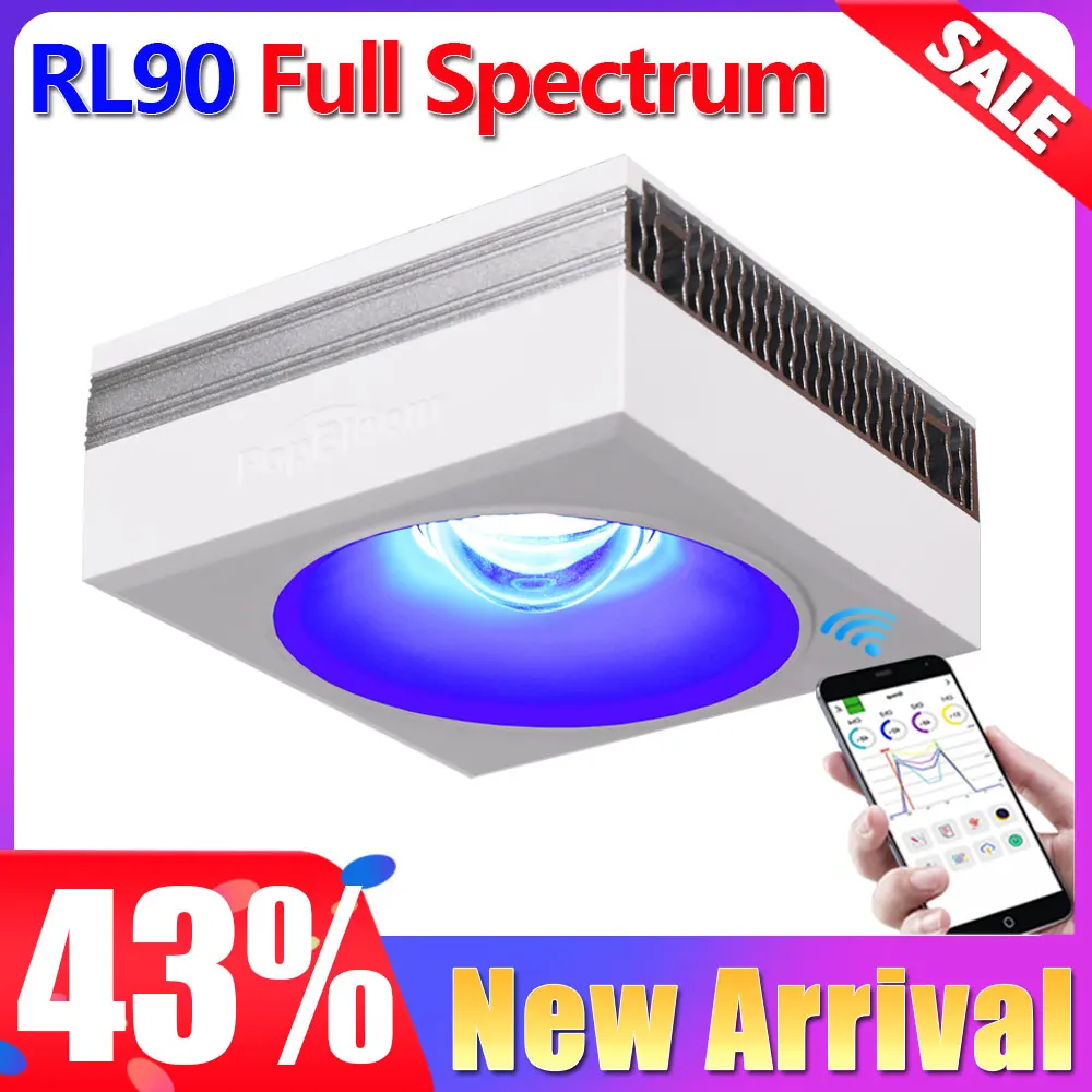 PopBloom RL90 WiFi Led Aquarium Light Full Spectrum,App Control Marine Aquarium Light for Reef Coral Seawater Aquarium Tank Lamp