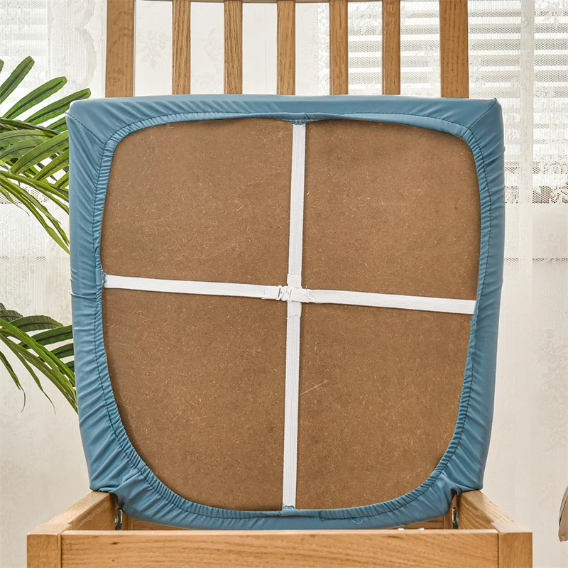 Wasserdichter Stuhlkissenbezug für Küche, Esszimmer, Ledersitzbezug, Esszimmerstuhl-Sitzkissenbezug, einfarbig – Detail 30