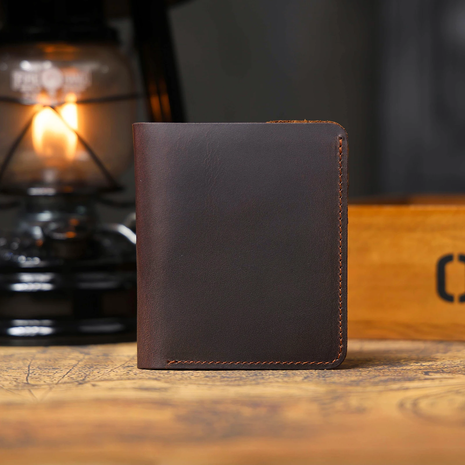 S.WORKER Vintage Kurze Geldbörse aus Vollnarbenleder für Herren, Taschenbrieftasche, Kartenhalter, Bargeldtasche – Detail 14