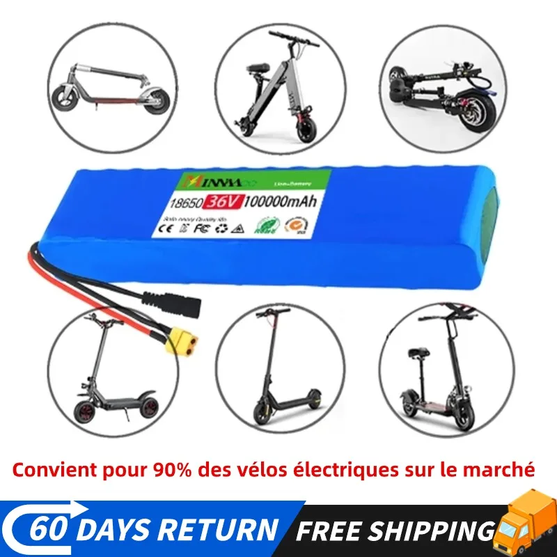 Batterie au lithium aste pour scooter électrique, 10S3P, 36V, 100Ah, 500W, puissance modifiée, vélo, véhicule avec BMS