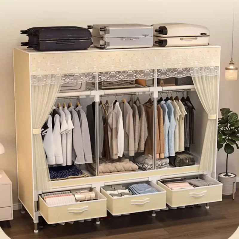 Minimalist Modern Closet Nordic Clothes Storage Organizer Bedroom Cabinet Wardrobe Space Saving Metal Muebles Salon Furniture