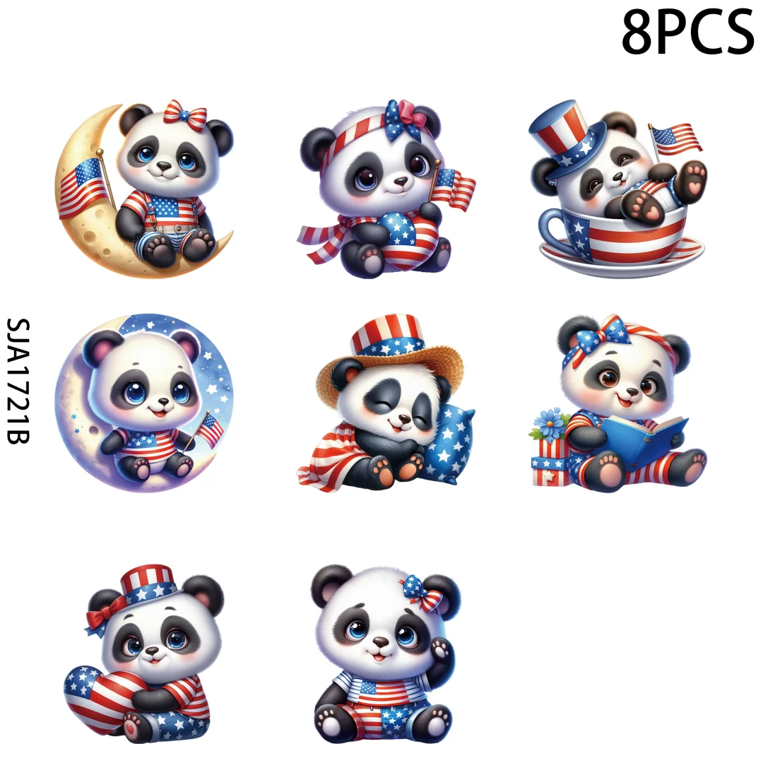 Trump animals, pandas, dogs 8 Pcs UV DTF Cup Wrap Transfer Stickers for Glass Cups Laptop Bottle Car Notebooks Window DIY Crafts