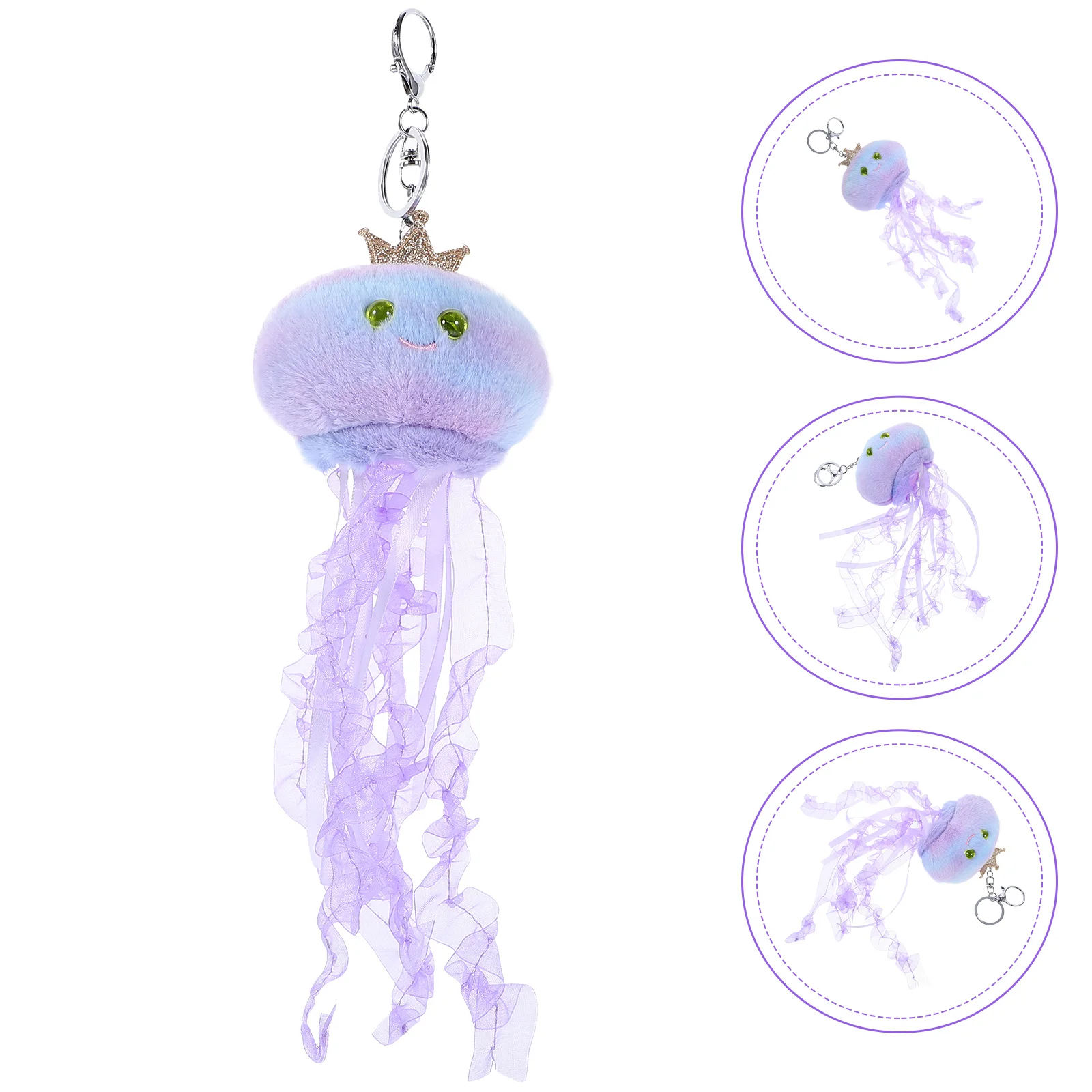 Key Fob Jellyfish Keychain Plush Keychains Ornament Charms Octopus Cartoon Stuffed Toy Purple Backpack Pendant