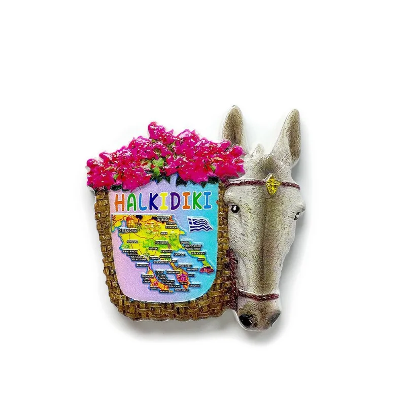 

Greece Halkidiki Base Map Style Tourist Souvenirs Personality3d3D Retro Magnetic Fridge Magnet