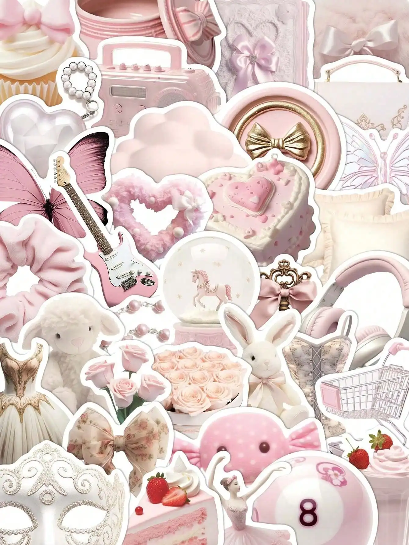 50 pegatinas creativas DIY de color rosa pálido con temática de bailarina para equipaje, portátil, refrigerador y decoración de habitaciones