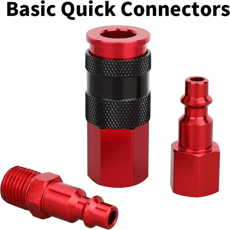 1/4In X 25Ft Air Hose With Bend Restrictors Compressor Hose With 1/4In Industrial Universal Quick Coupler & I/M-Plug Kit