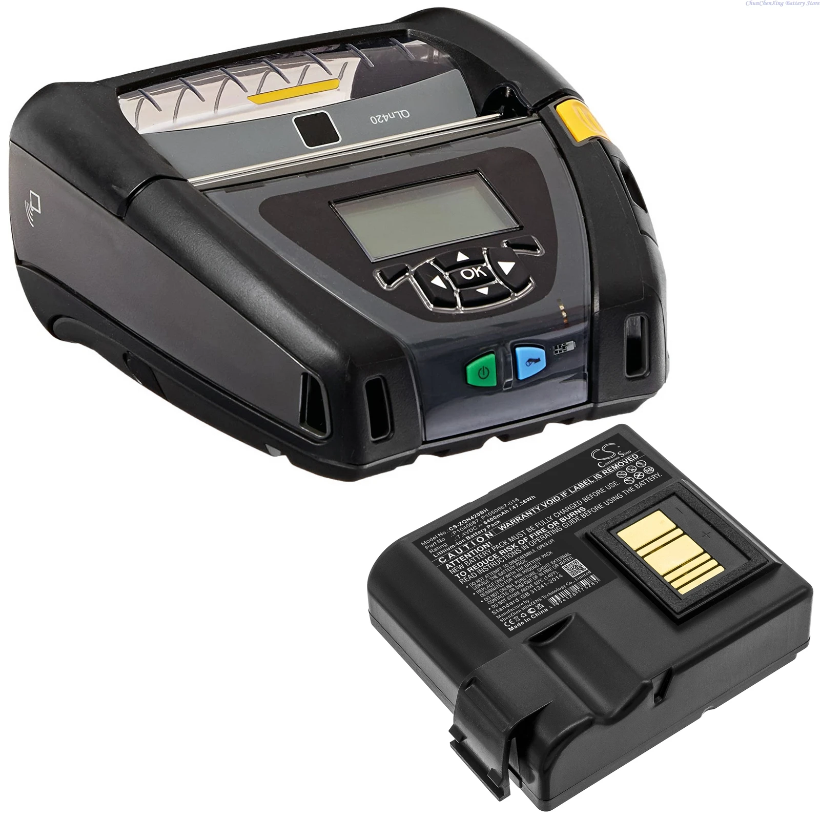 7.4V 4400mAh /5200mAh/6400mAh Portable Printer Battery P1040687,P1050667-016,BTRY-MPP-68MA1-01 for Zebra QLN420, ZQ630