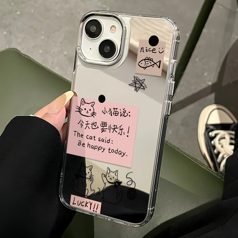 For Motorola Moto G85 G84 G60S G55 G54 G24 Power G35 G34 G45 G32 G73 G14 G13 G23 G53 Phone Case Luxury Cute Cat Mirror Cover