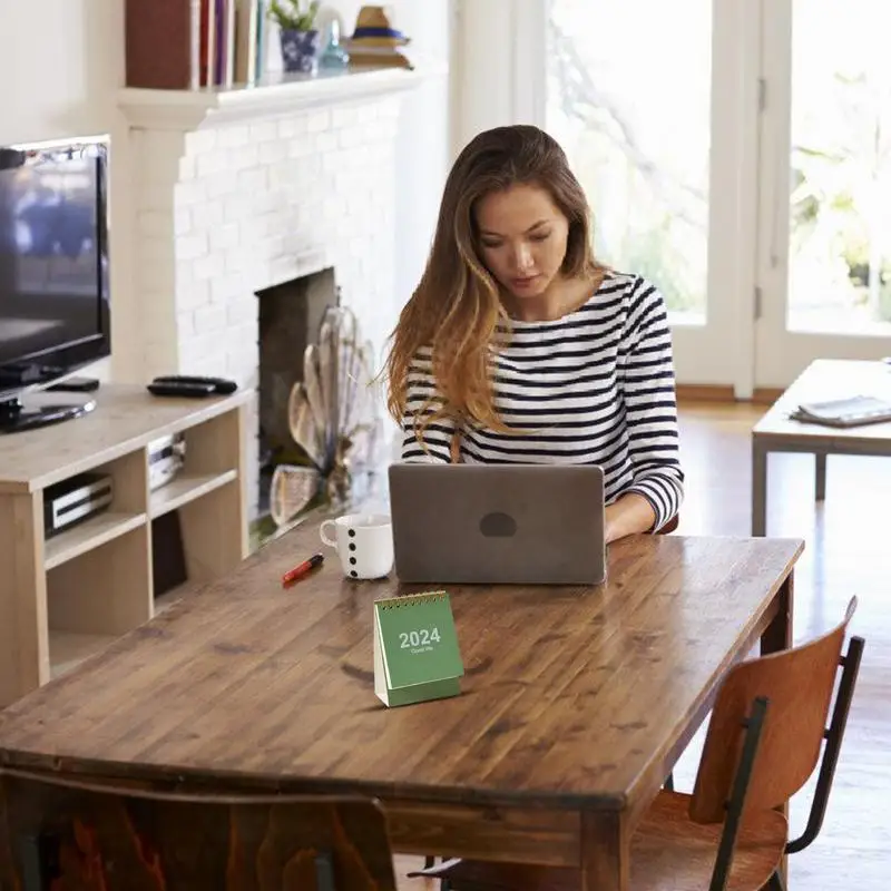 Портативный настольный календарь, учебный год, ежемесячный календарь, маленький настольный календарь, календарь с двойным проводом, крошечный календарь для