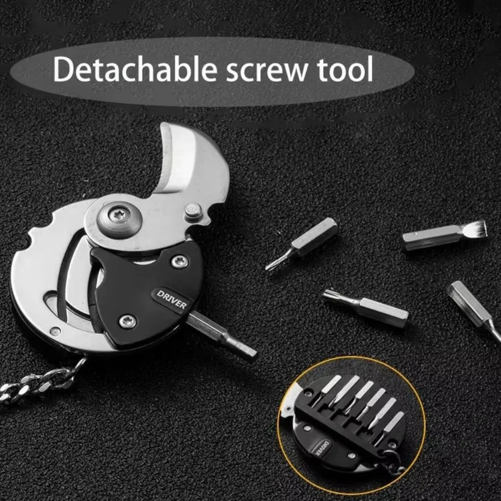 New Mini Keychain With Batch Head Multi-purpose Portable Screwdriver Keychain Stainless Steel Outdoor Gadgets