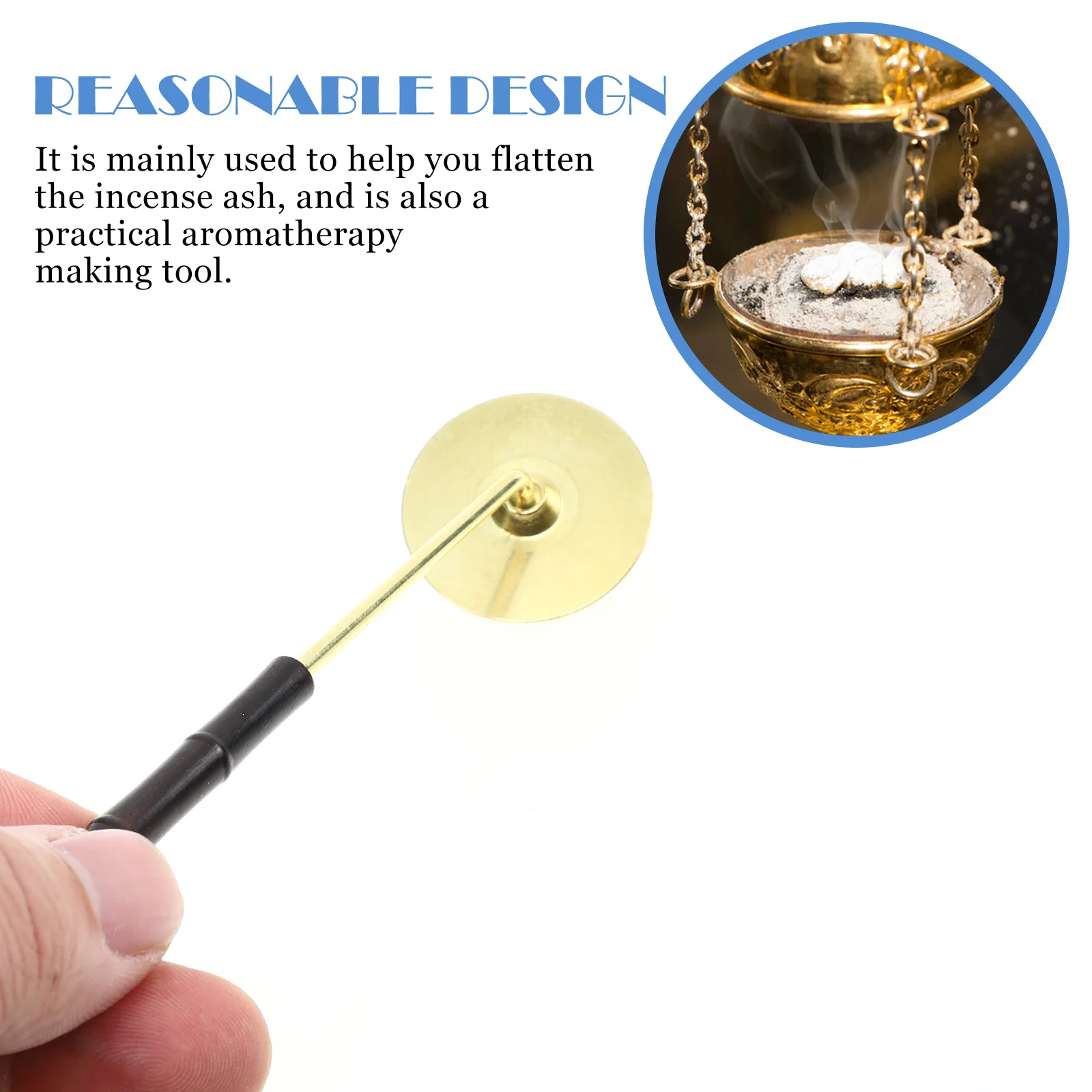 

Copper Ebony Incense Ash Presser Tool Long Handle Design Smooth No Rust Easy to Use for Incense Burner