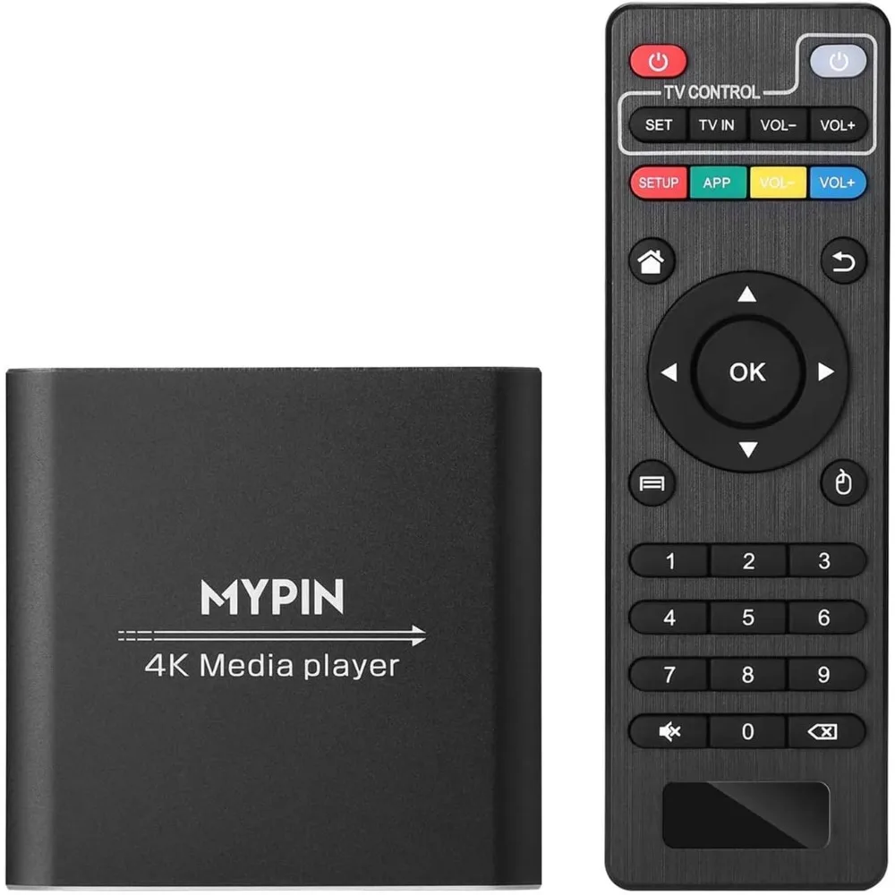 4K Media Player with 8TB HDD/USB/TF, H.265 Format Support, HDMI/AV/Optical Out, USB Mouse/Keyboard, 7.1 Surround Sound