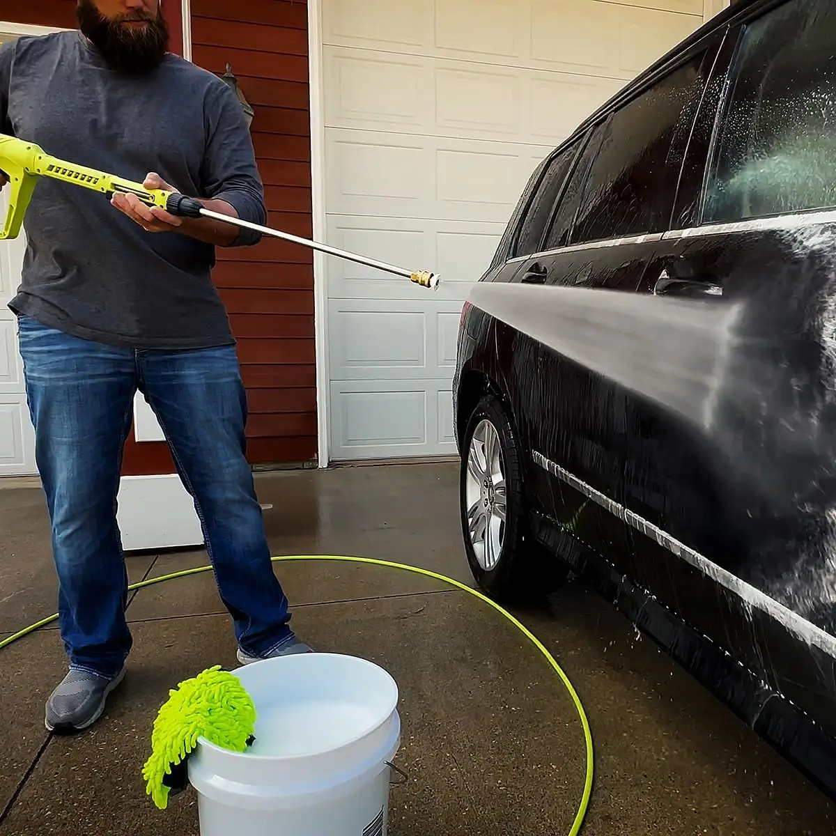 Tubo per idropulitrice ad alta pressione da 25 piedi, 3600 PSI, flessibile e resistente alle pieghe per l'uso con acqua fredda