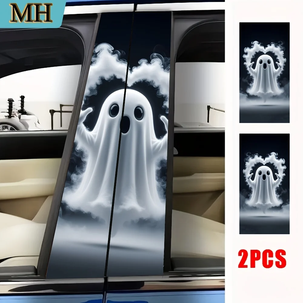 

2-Pack High-quality Car Stickers Love Ghost Car Door Post Stickers, Self-adhesive Waterproof B-pillar Protective Film One-time