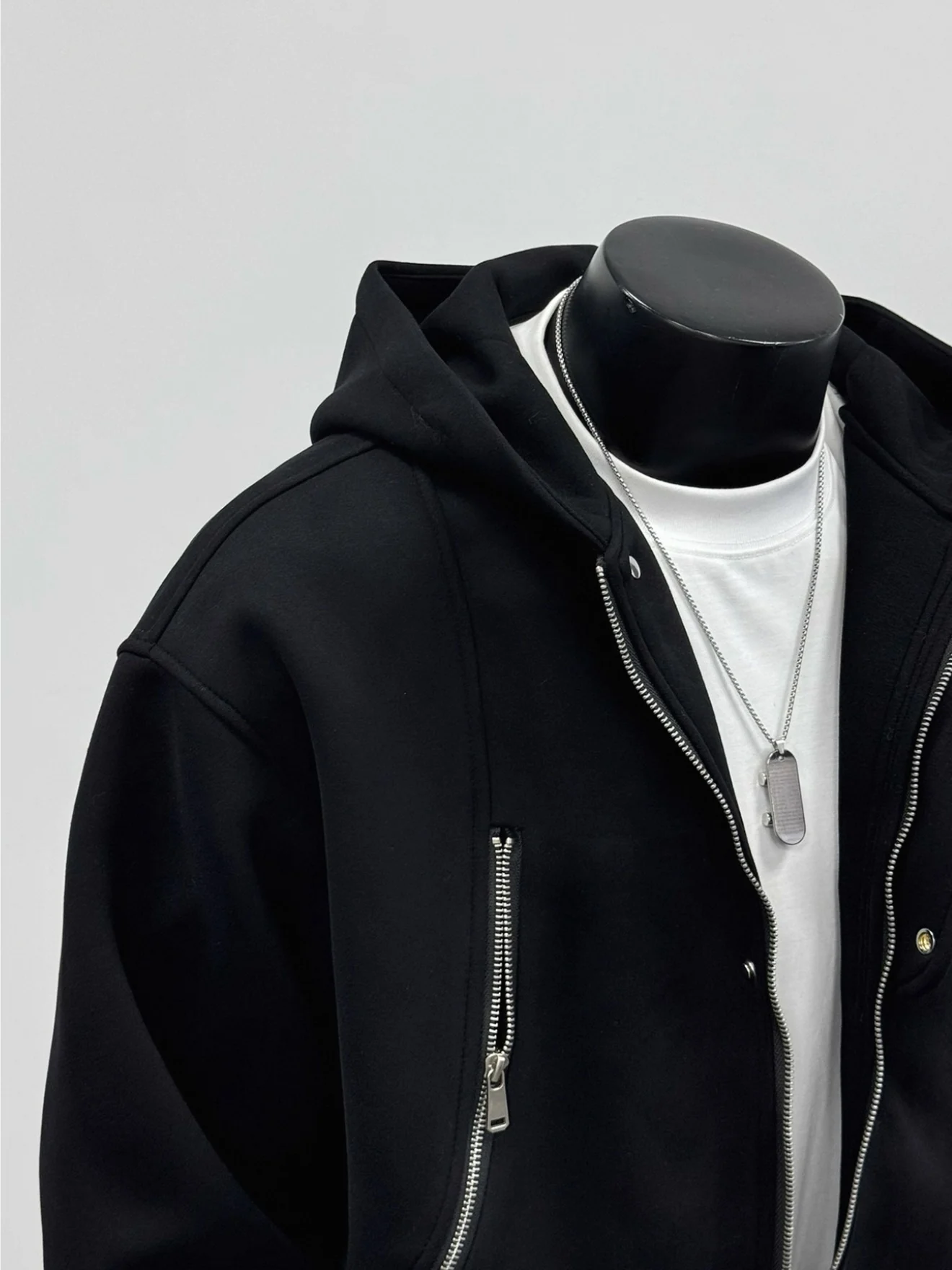 سترة بغطاء للرأس بتصميم سحاب للرجال فضفاضة كاجوال متعددة الاستخدامات للخريف والشتاء الأمريكية Sle Cleanfit ex Long Sve #2