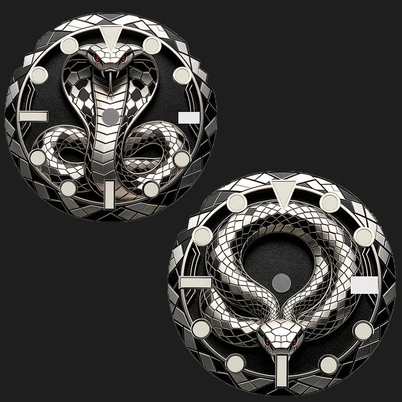 Creative Color Printing Dial 28.5mm NH35 Dial Metal Snake Style Men's Watch Dial Suitable for NH34 NH35 Movement Watch Parts