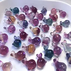 Natural Fluorite Mini Carvings Crystals Whale Rainbow Fluorite Crystal Stone Healing Gemstone Home Decor Garden Decoration Gift