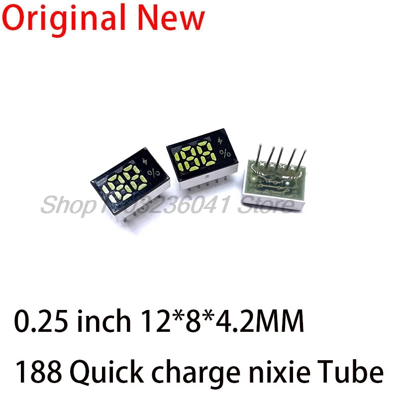 20 piezas tubo nixie de carga rápida 188, 2 posiciones, media fila única, 5/6 pines, tubo nixie 188 de 0,25 pulgadas, 12*8*4,2 MM, pantalla LED de carga rápida