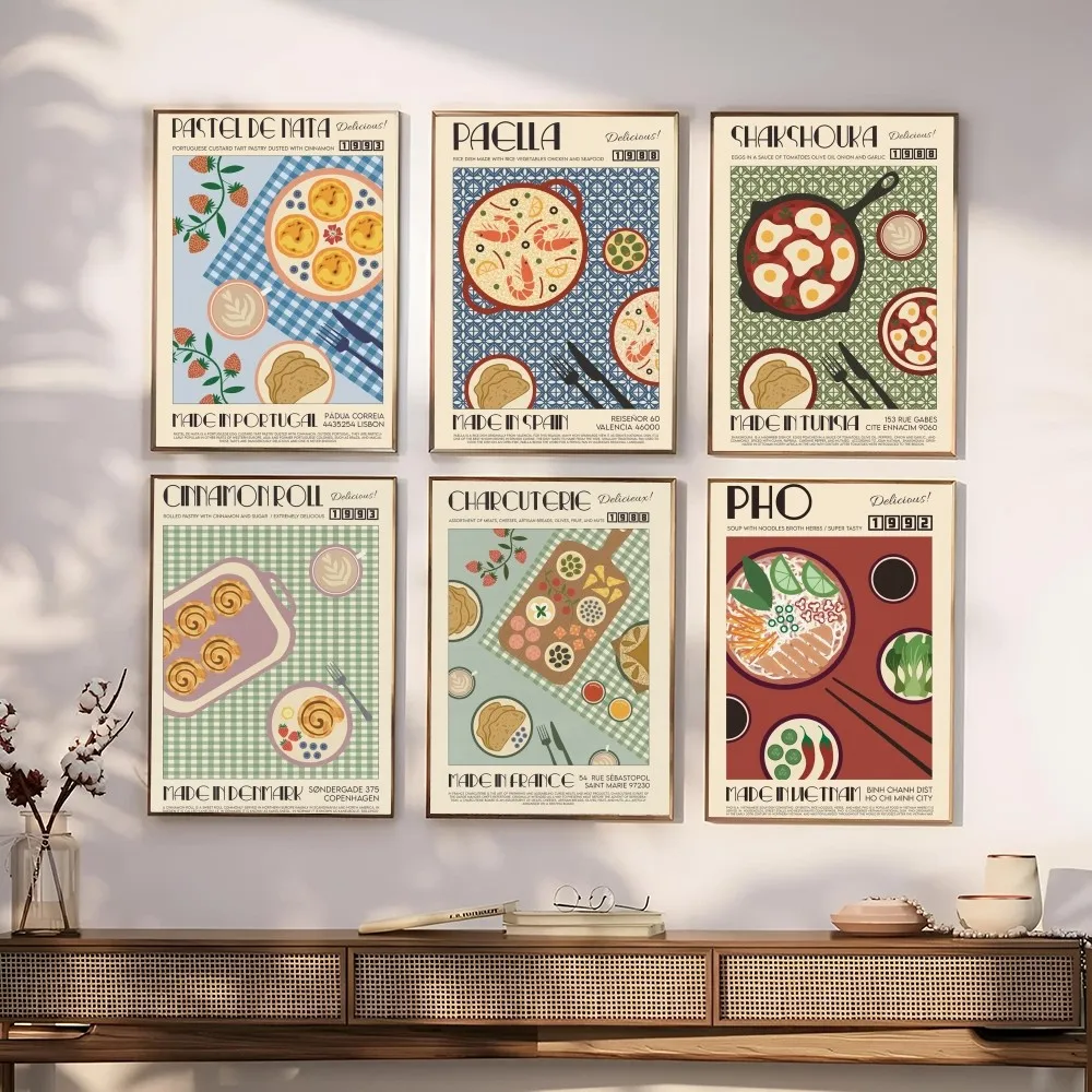 Póster de salsa de soja Paella Dim Sum para cocina, arte autoadhesivo, pegatina de papel impermeable, decoración de pared de habitación, cafetería, Bar, 1 ud.