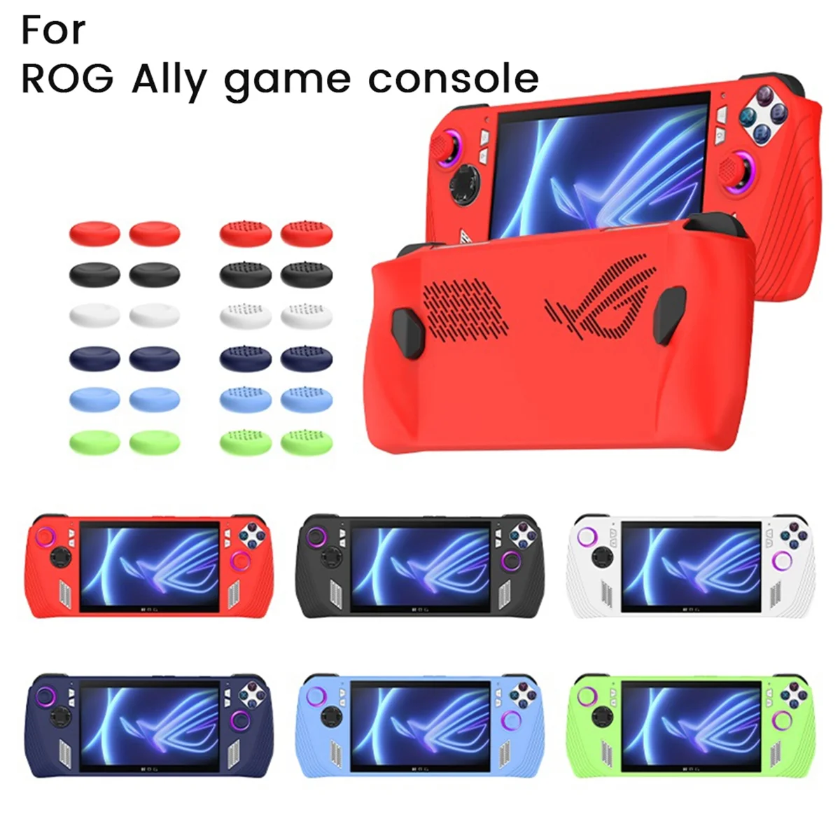 For ROG Ally Handheld Game Console All-Inclusive Silicone Protective Case Handheld Anti-Drop Protective Case,White-Cabe