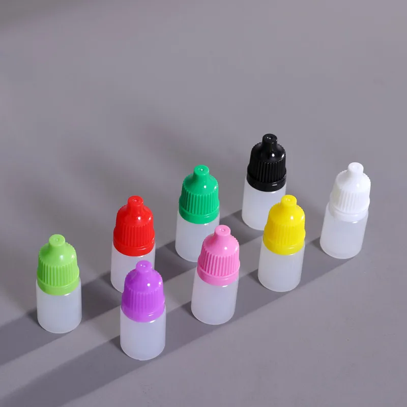 500 pz 2 ml/3 ml Mini Colore Coperchio Occhi Contagocce Liquido Bottiglie Riutilizzabili Vuote di Plastica Comprimibili FAI DA TE Trasparente Gocce Per Gli Occhi contenitori