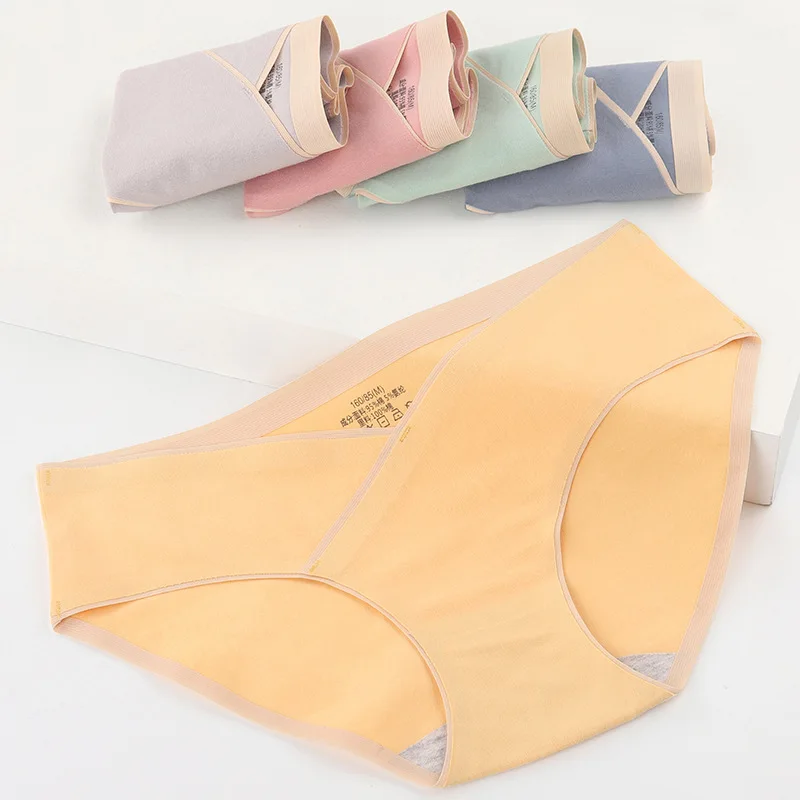 5 шт., тонкое бесшовное нижнее белье из чистого хлопка для беременных с низкой талией, мягкие и удобные дышащие треугольные брюки большого размера