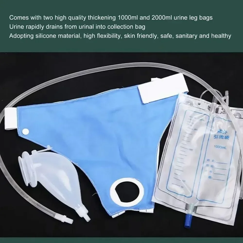 Adults Wearable Urine Drainage Bag Urine Collector Urinal Pee Holder with Catheter for Men Women Elderly Urinary Incontinence