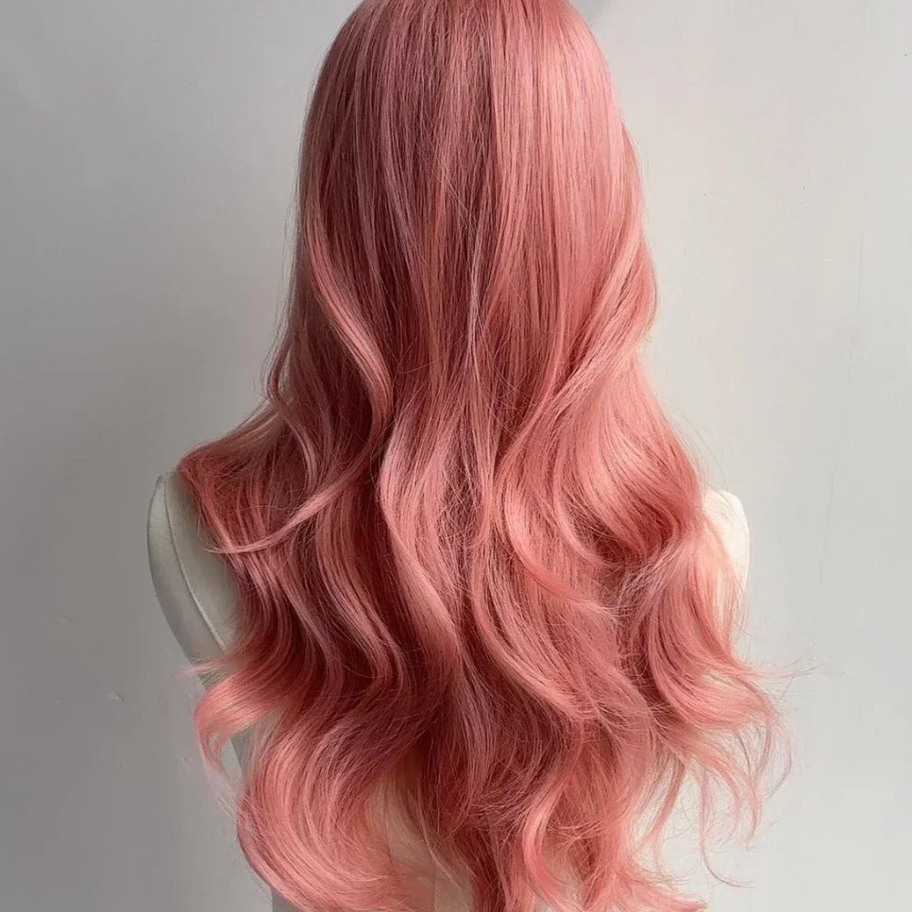 Ashely Water Dance Sand Wig Lolita Long Curly Hair Headband Set Simulation Pink Cospaly Big Wave Middle Parting  Synthetic Wigs
