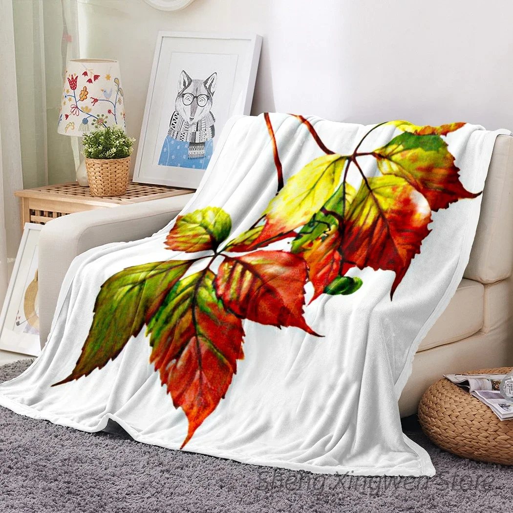 Buffalo Plaid Maple Flannel Blanket Soft Throw Blanket Leaves Acorns Pumpkins Dragonfly Butterfly Sofa Bed Decor Halloween Gifts