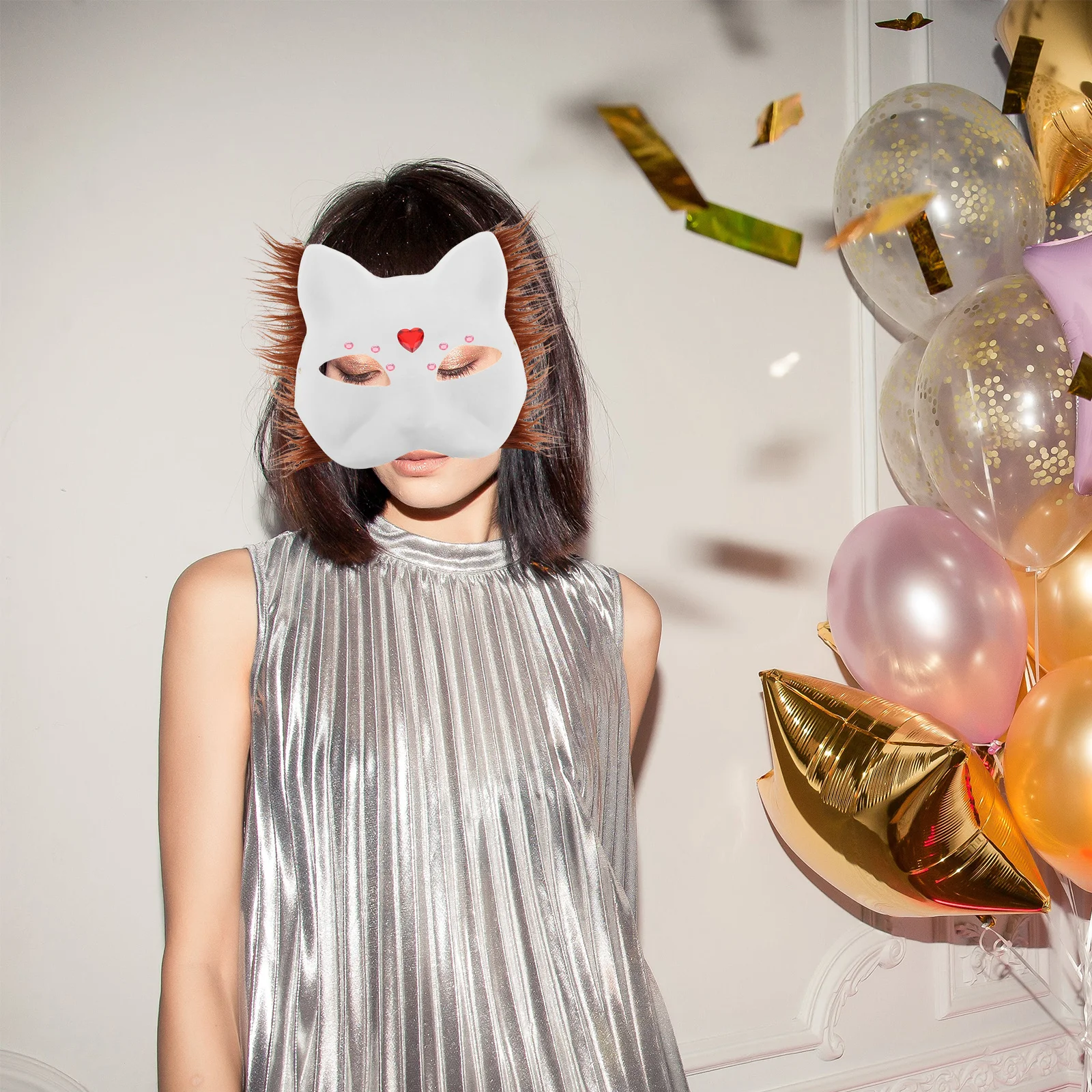1 ensemble 1 ensemble Kit de masques de chat blanc feutre bricolage masques d'animaux à peindre pour enfants femmes Halloween Cosplay cadeaux de fête non peints