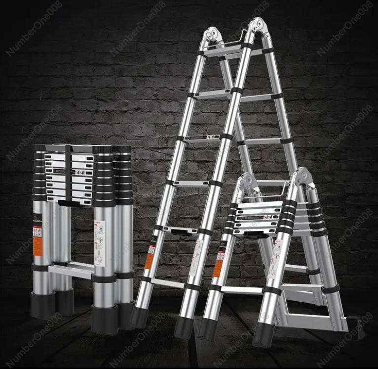 1.4*1.4m Multifunctional Engineering Stairs Aluminum Alloy Lifting and Telescopic Ladder Herringbone Folding Ladder Home