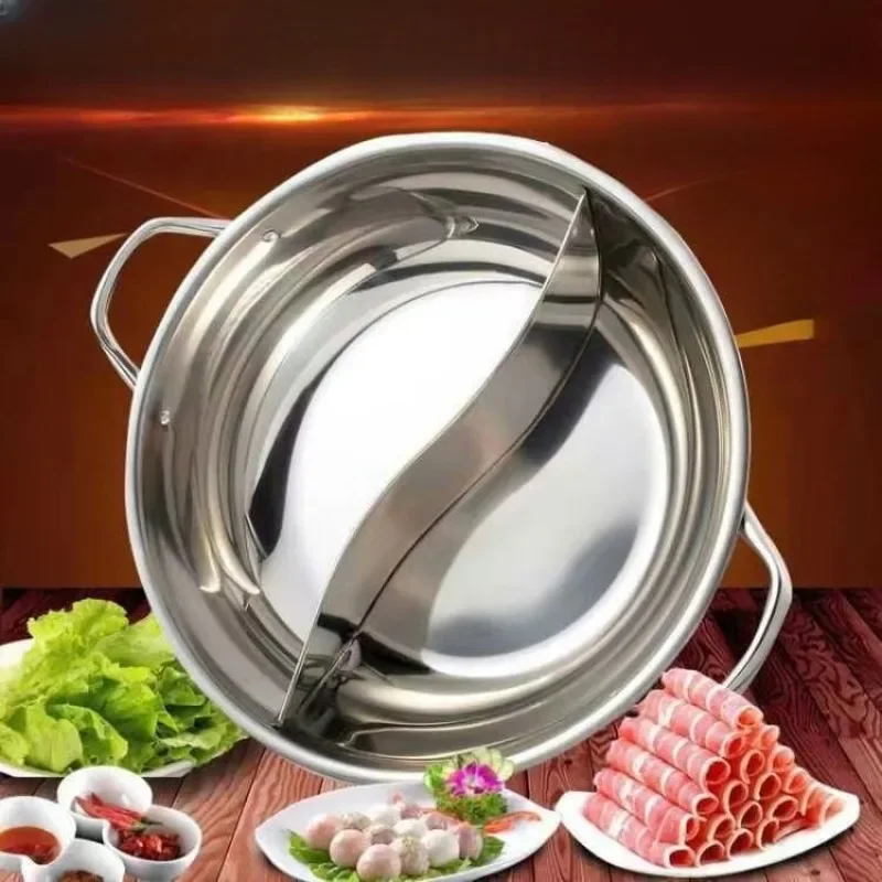 Aço inoxidável Cooking Pot Divisor, Fogão, Indução Hotpot, Dividido Panelas de Cozinha, Flavor Pan, 2 Sopa Chinesa, Dual