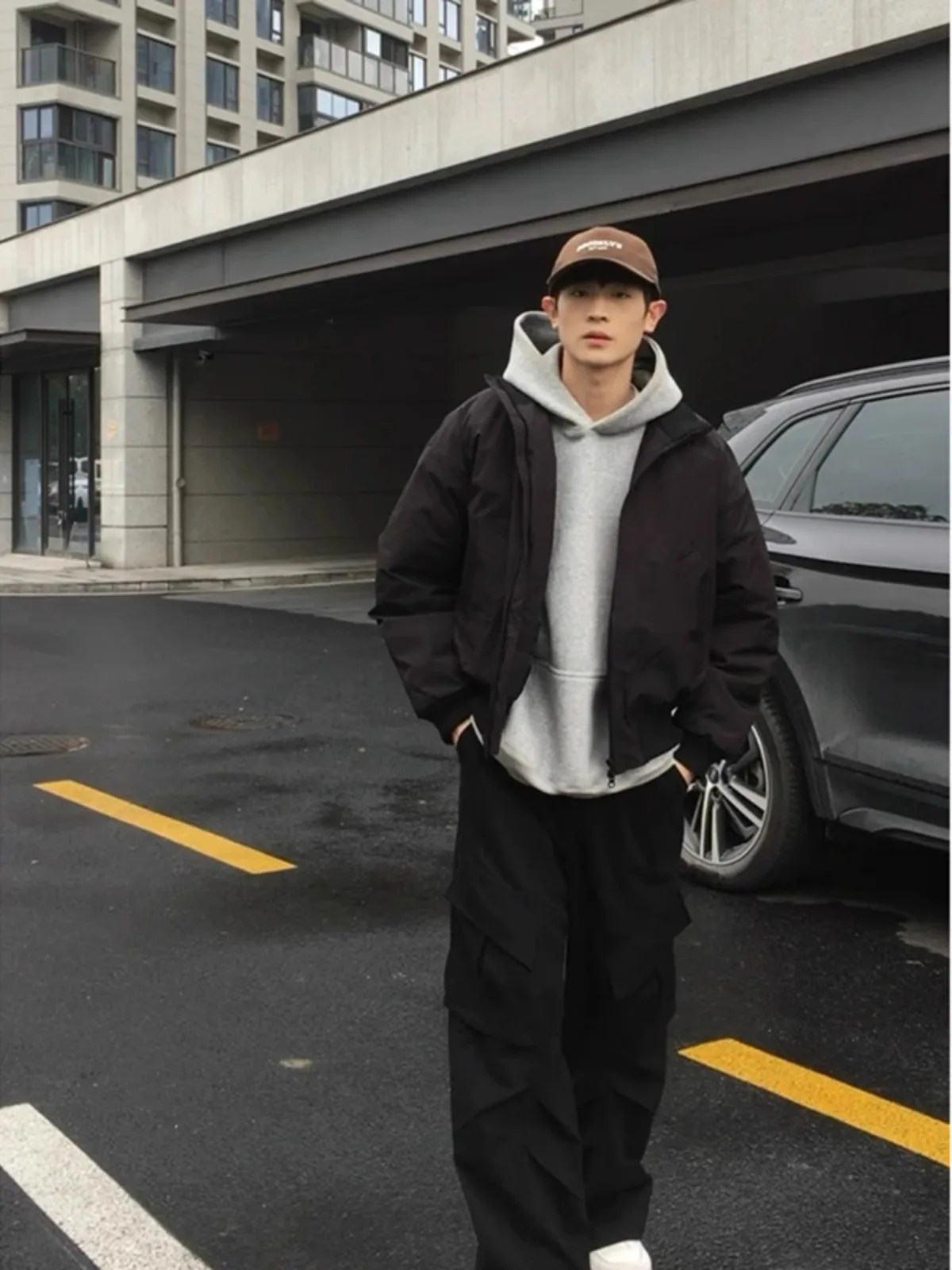 

American i ort Pilot Jaet Men Winter Tailored Design High Sense Stand Collar Warm Cotton Coat Outerwear for Teens