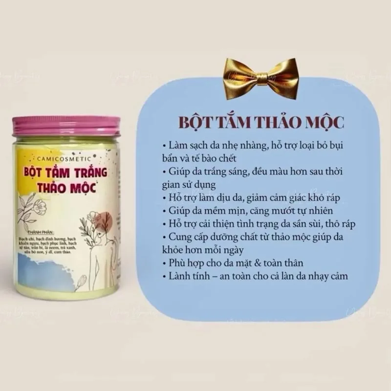 BỘT TẮM TRẮNG THẢO MỘC Dưỡng da trắng hồng, đồng đều màu da, ngăn sạm da 500g