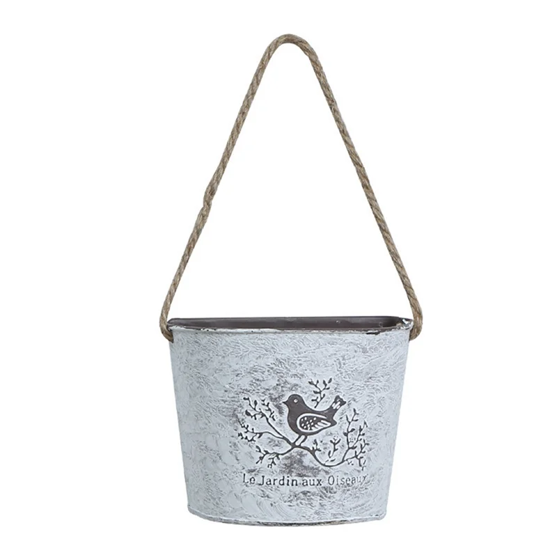 AB39-Wall Hanging Planter Plant Pot Flower Basket Garden Succulent Container Metal Iron Flower Holder Home Balcony Decoration