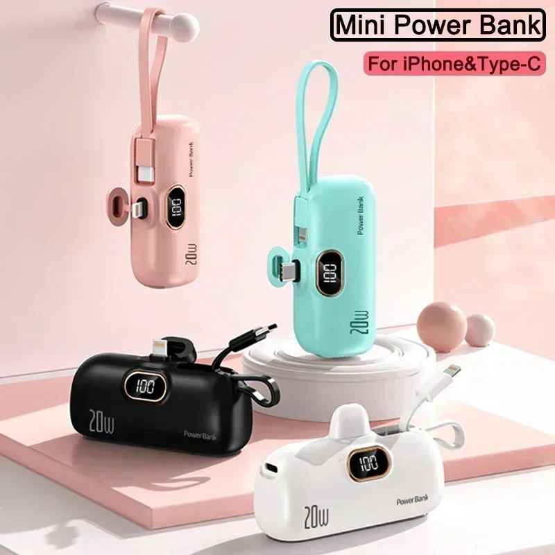 Mini batería externa portátil de 10000mAh, Cargador rápido tipo C para iPhone, Samsung, Huawei y Xiaomi